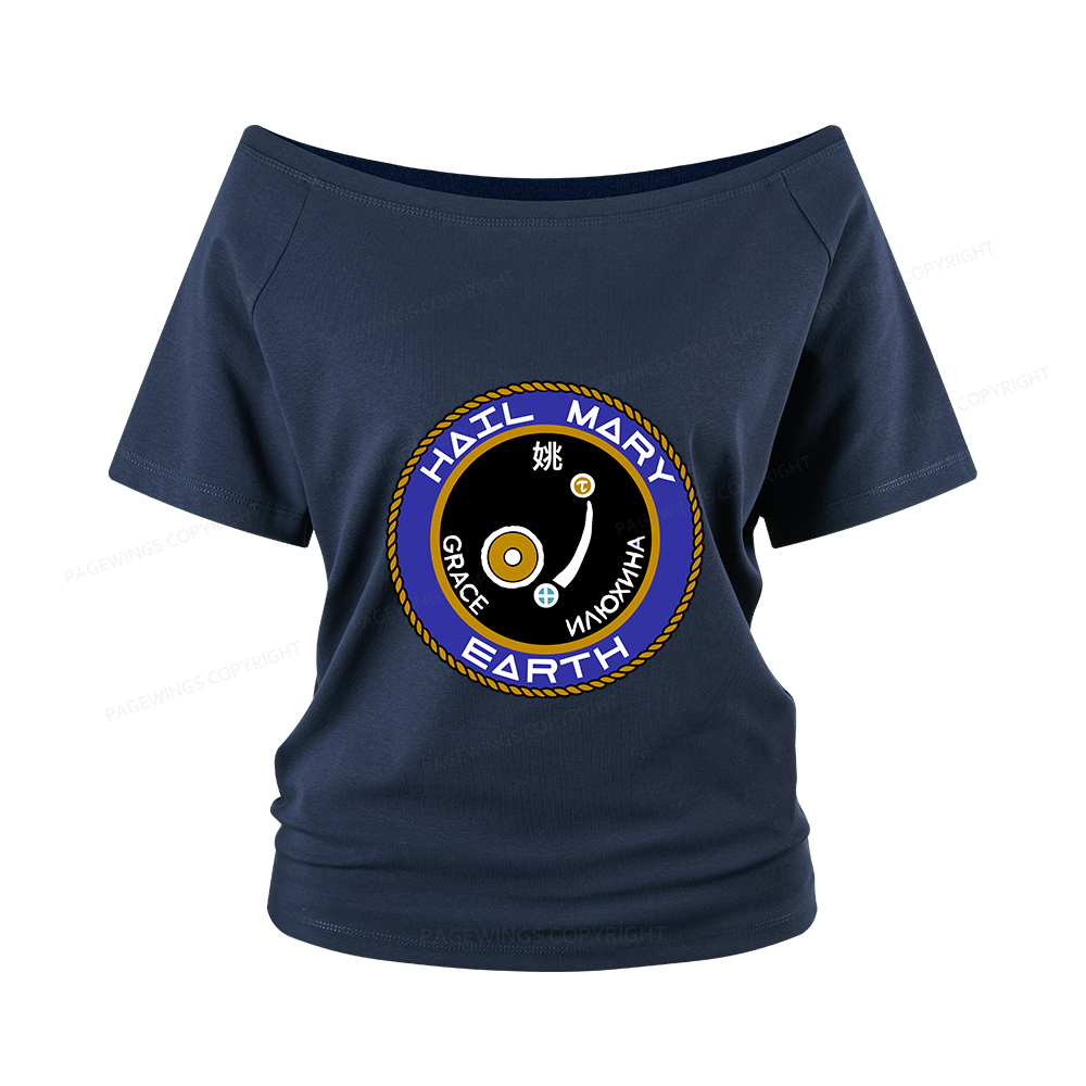 Pagewings Mission Patch Women Off Shoulder T-shirts