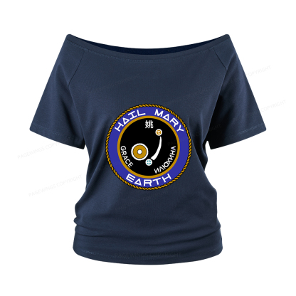Pagewings Mission Patch Women Off Shoulder T-shirts
