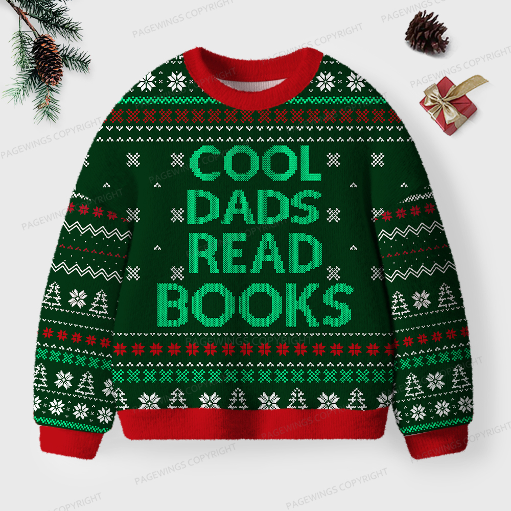 Pagewings Cool Dads Read Books Unisex Ugly Sweatshirt