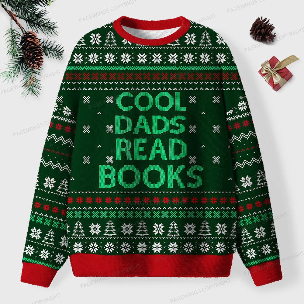 Pagewings Cool Dads Read Books Unisex Ugly Sweatshirt
