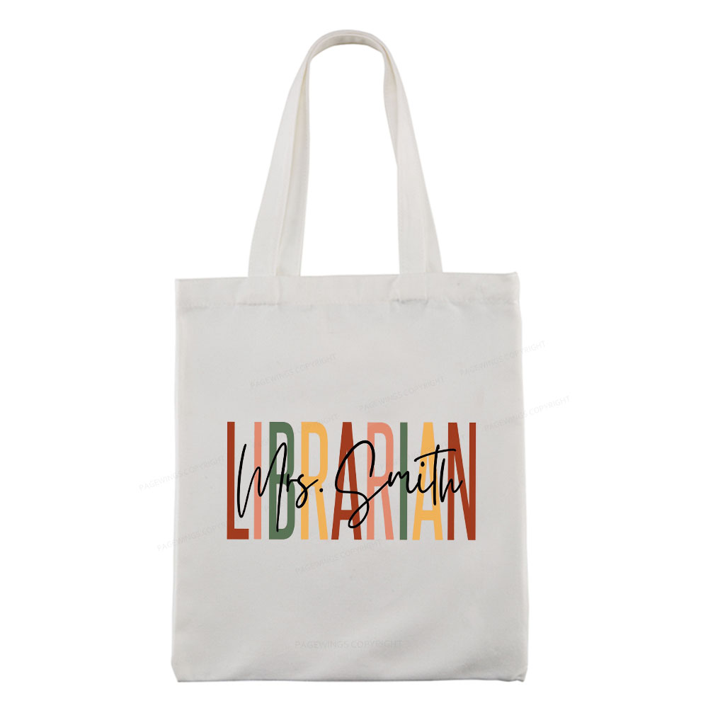 Pagewing Personalized Librarian Tote Bag