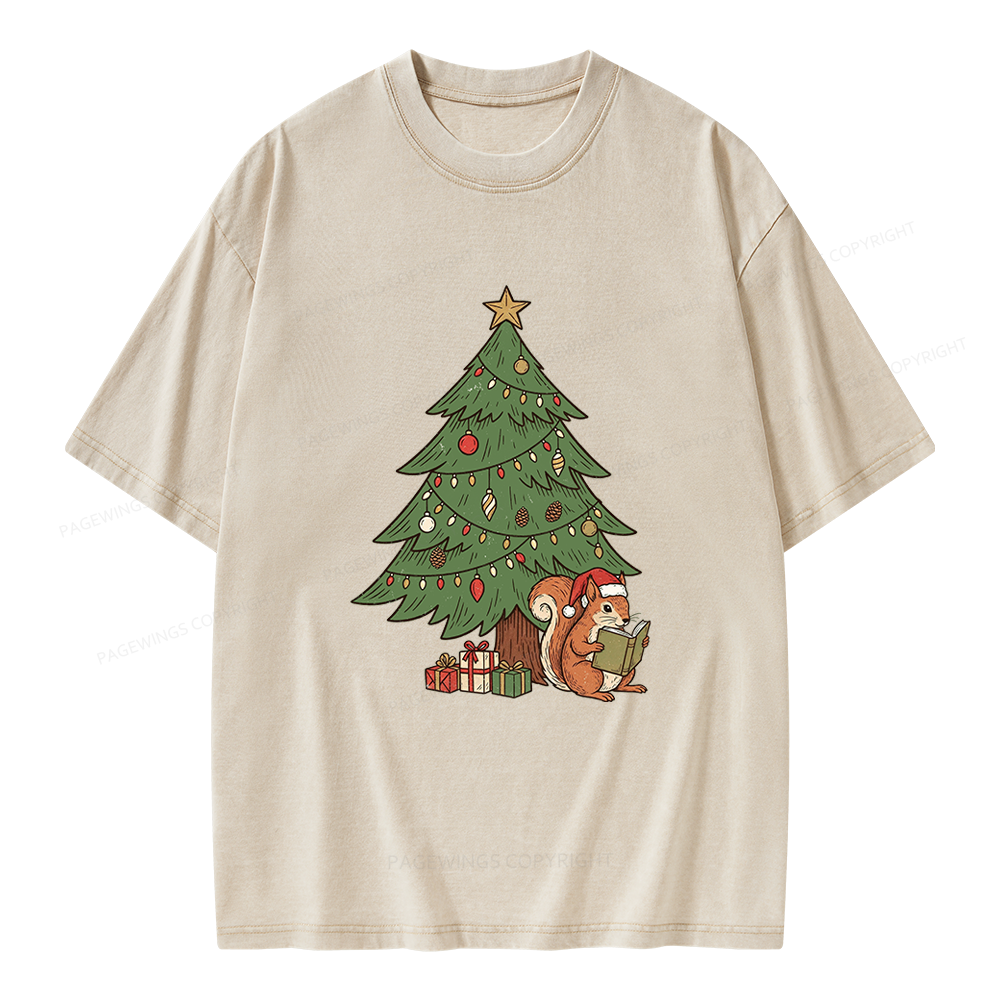 Pagewings Christmas Reading Unisex Washed T-shirt