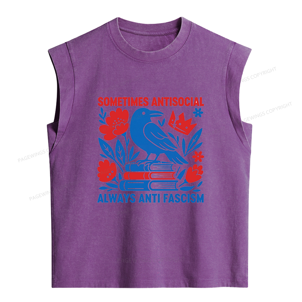 Pagewings Anti Fascism Women's Washed Tank Top