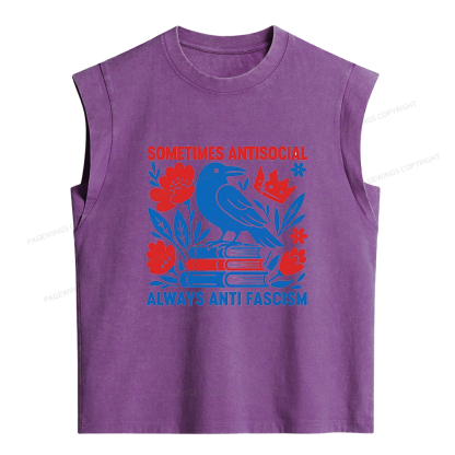 Pagewings Anti Fascism Women's Washed Tank Top