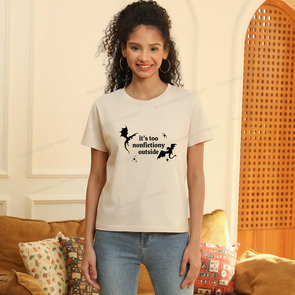 Pagewings It’s Too Nonfictiony Outside Women's Washed T-shirt