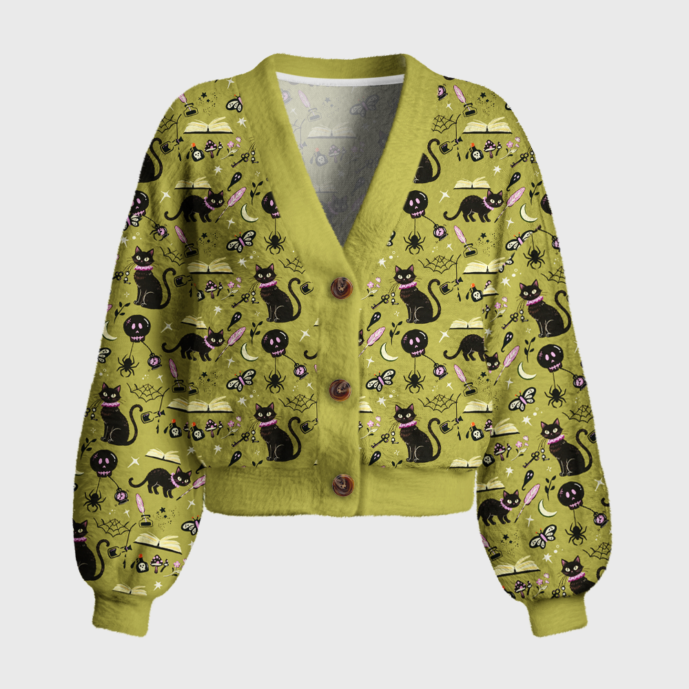 Pagewings Cat Book Lover Women's Cardigan Sweater