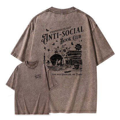 Pagewings Anti-social Book Club Comfort Colors Shirt Unisex Washed T-shirt