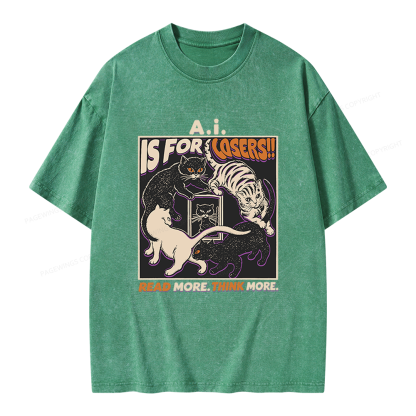 Pagewings Read More Think More Unisex Washed T-shirt
