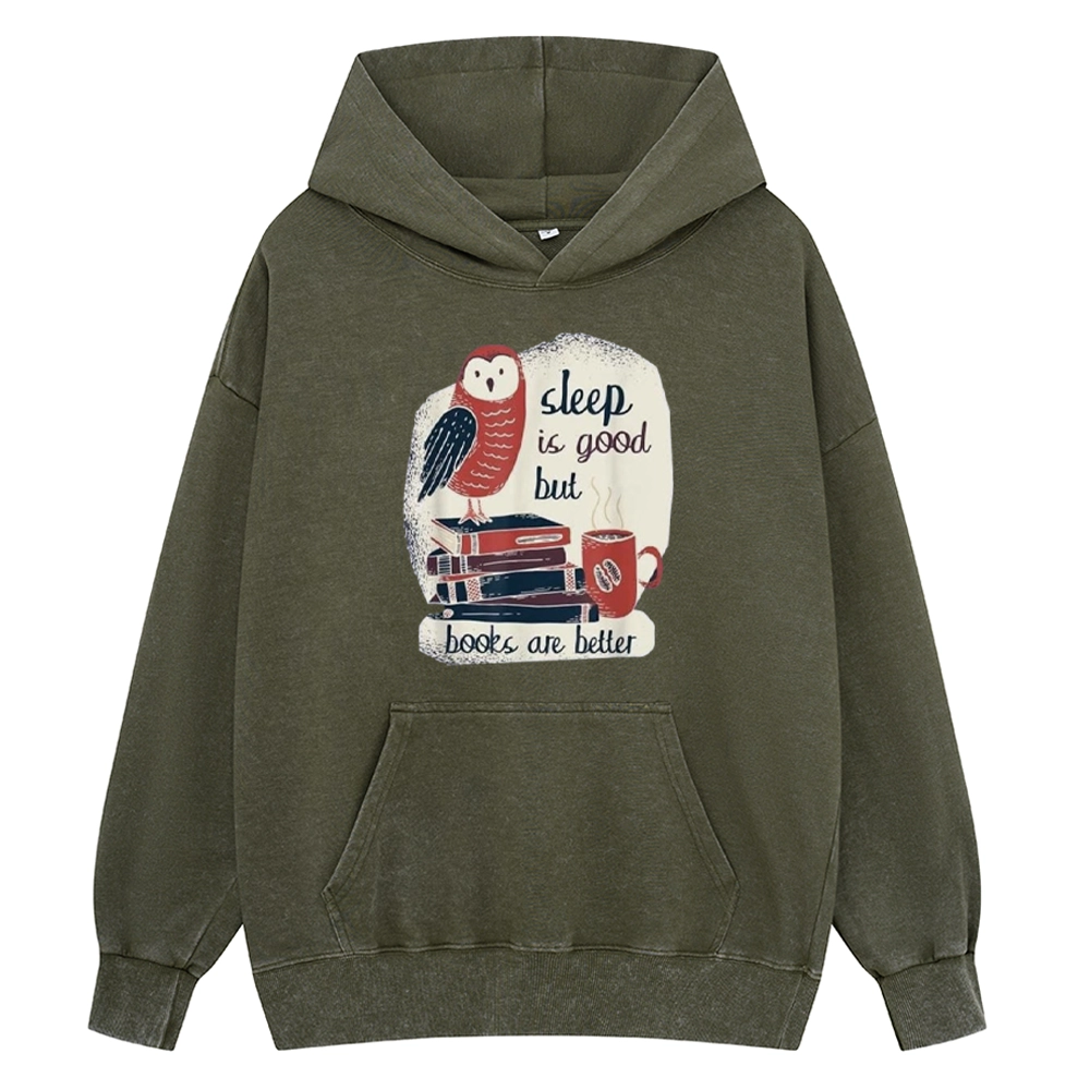 Pagewings Sleep is Good But Book is Better Unisex Washed Hoodie