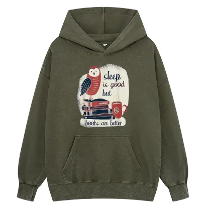 Pagewings Sleep is Good But Book is Better Unisex Washed Hoodie