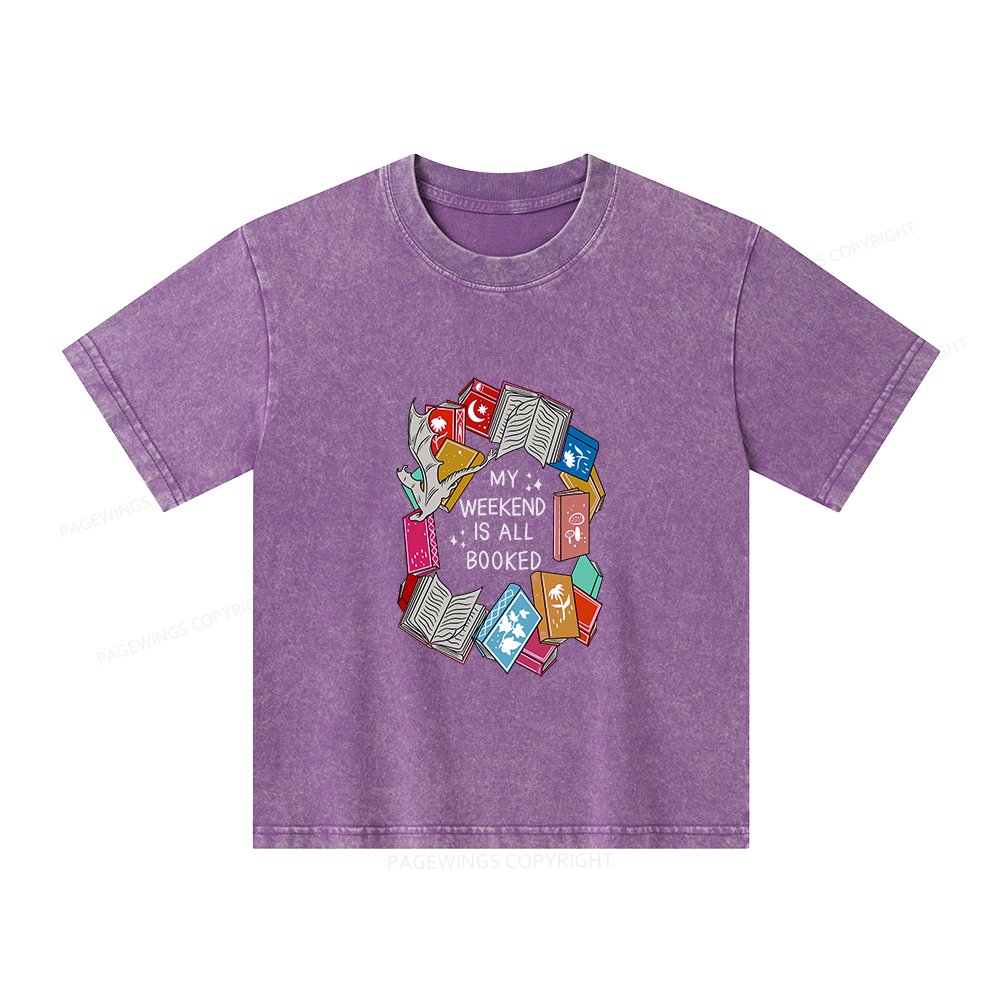 Pagewings My Weekend Is All Booked  Unisex Kids Washed T-shirt