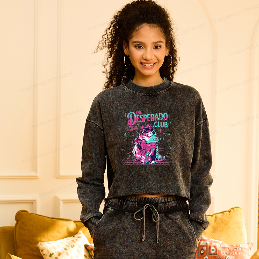 Pagewings Sci Fi Fant Washed Crop Sweatshirt