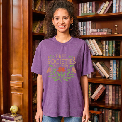 Pagewings Free Societies Read Freely Unisex Washed T-shirt