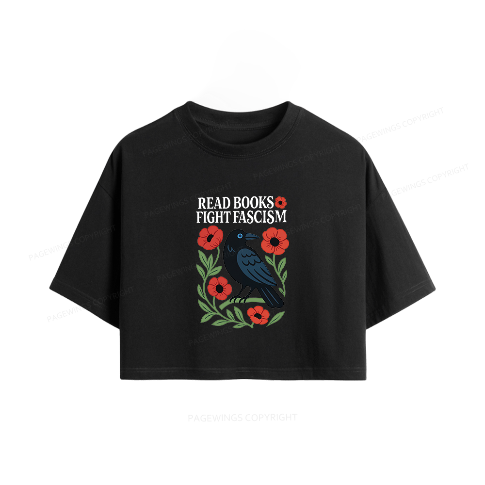 Pagewings Read Books Fight Fascism Women Crop Tops