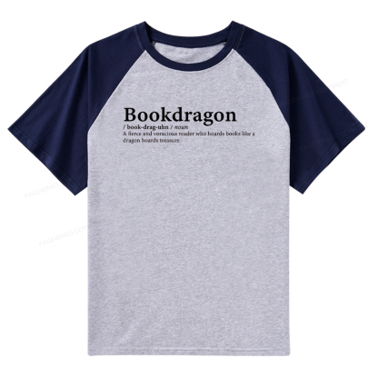 Pagewings Bookdragon: Journey Through Words book lover Raglan T-shirt