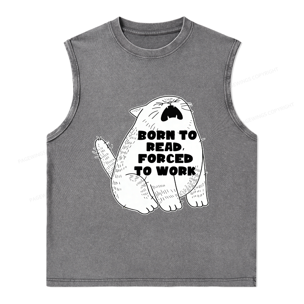 Pagewings Born To Read Forced To Work Unisex Washed Tank Top