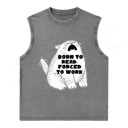 Pagewings Born To Read Forced To Work Unisex Washed Tank Top