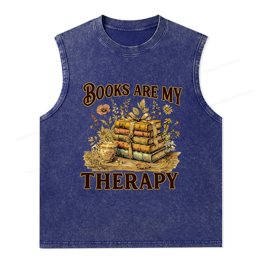 Pagewings Books Are My Therapy Unisex Washed Tank Top