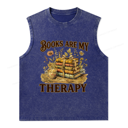 Pagewings Books Are My Therapy Unisex Washed Tank Top