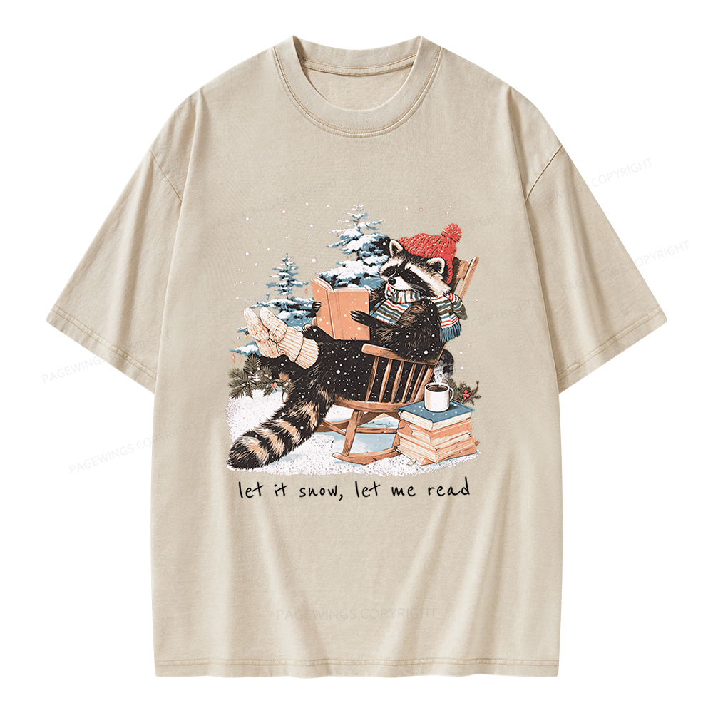 Pagewings Reading Raccoon Unisex Washed T-shirt