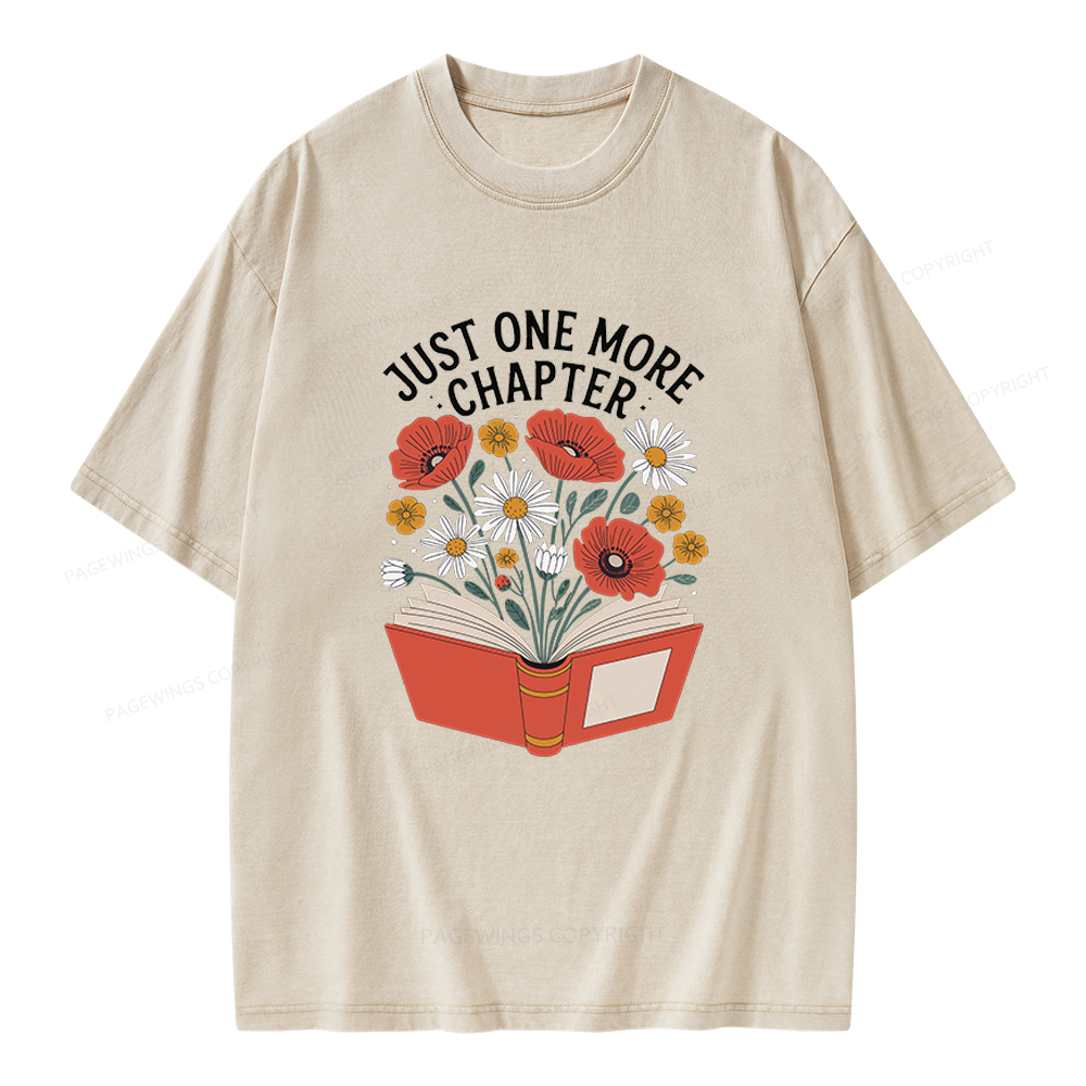 Pagewings Just One More Chapter Floral Book Unisex Washed T-shirt