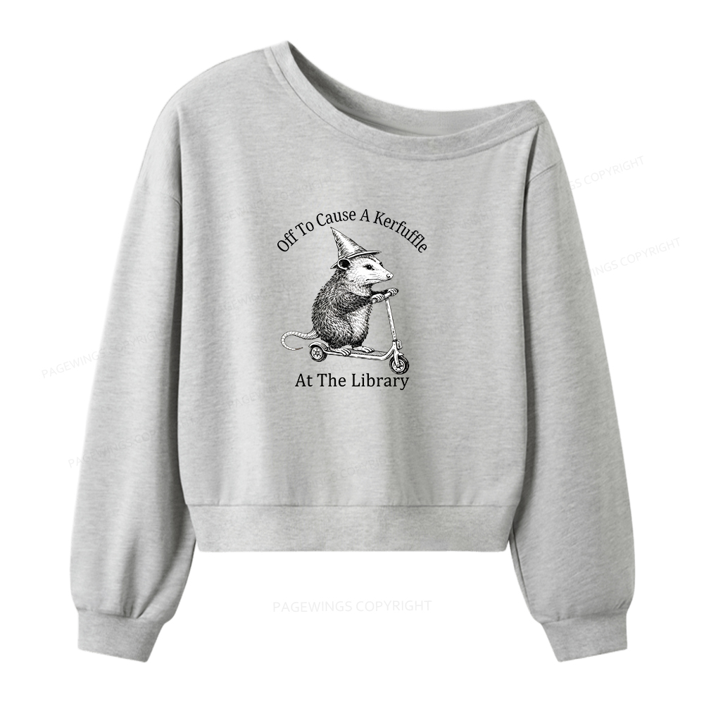 Pagewings Off To Cause A Kerfuffle Women Off Shoulder Sweatshirt