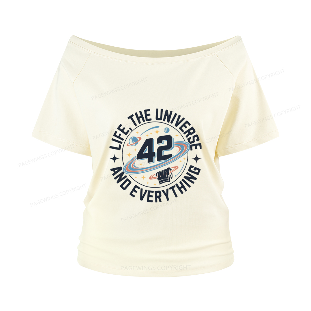 Pagewings Life The Universe And Everything Women Off Shoulder T-shirts