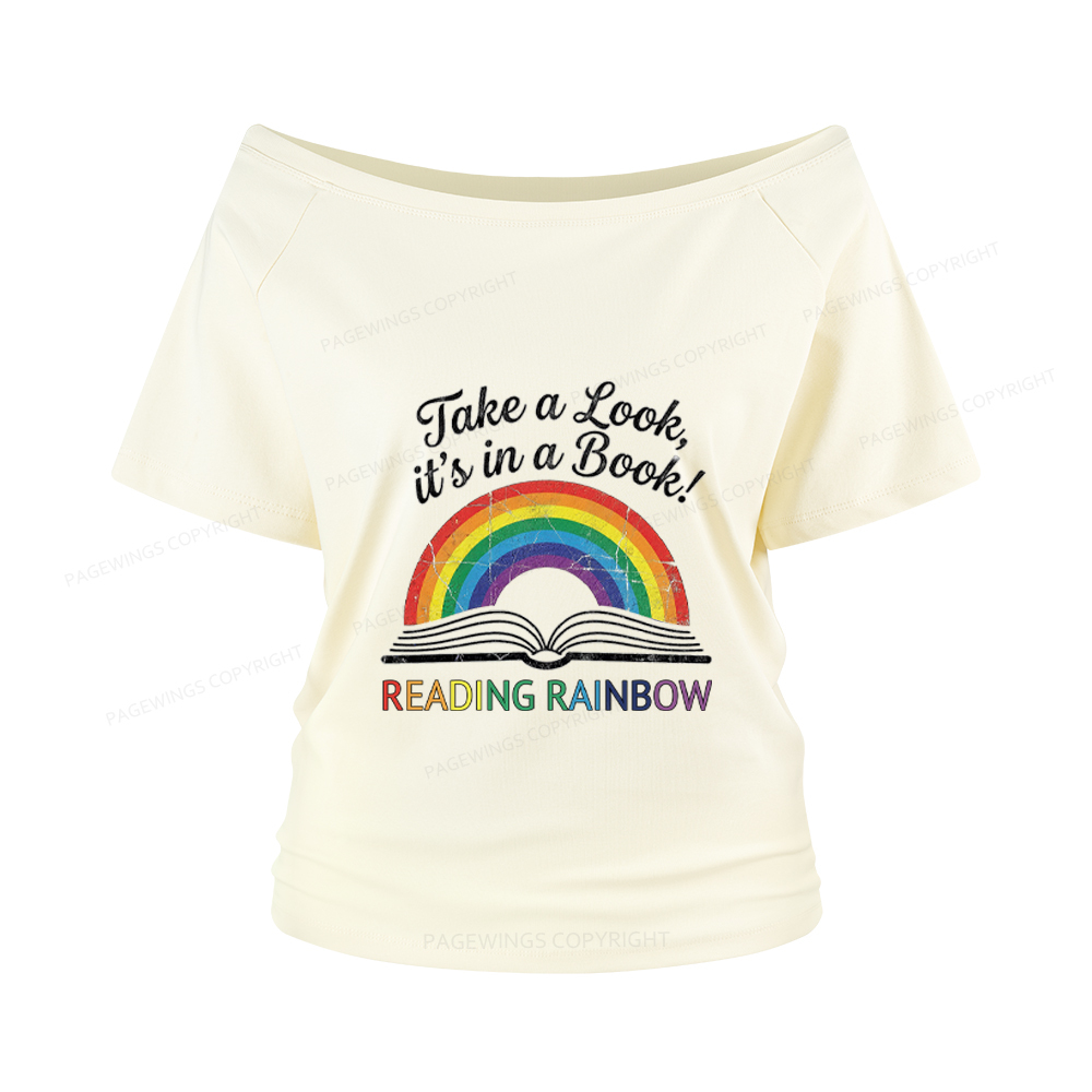 Pagewings Reading Rainbow Women Off Shoulder T-shirts