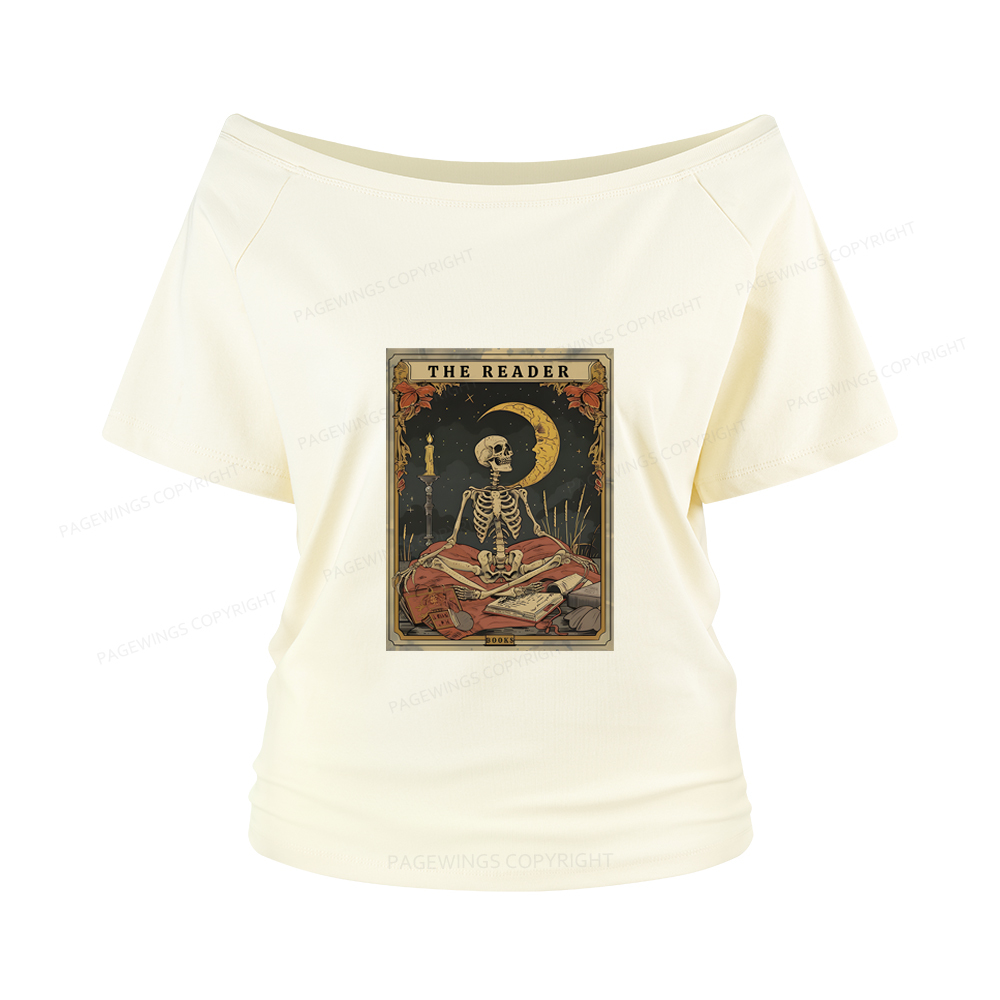 Pagewings The Reader Tarot Card Women Off Shoulder T-shirts