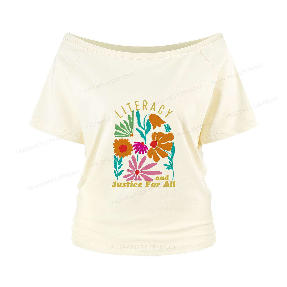 Pagewings Literacy And Justice Women Off Shoulder T-shirts