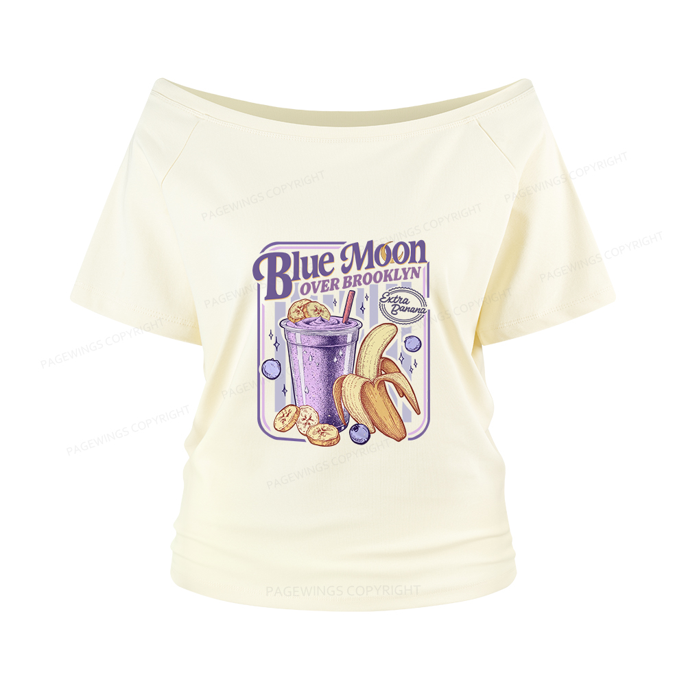 Pagewings Blue Moon Over Brooklyn Women Off Shoulder T-shirts