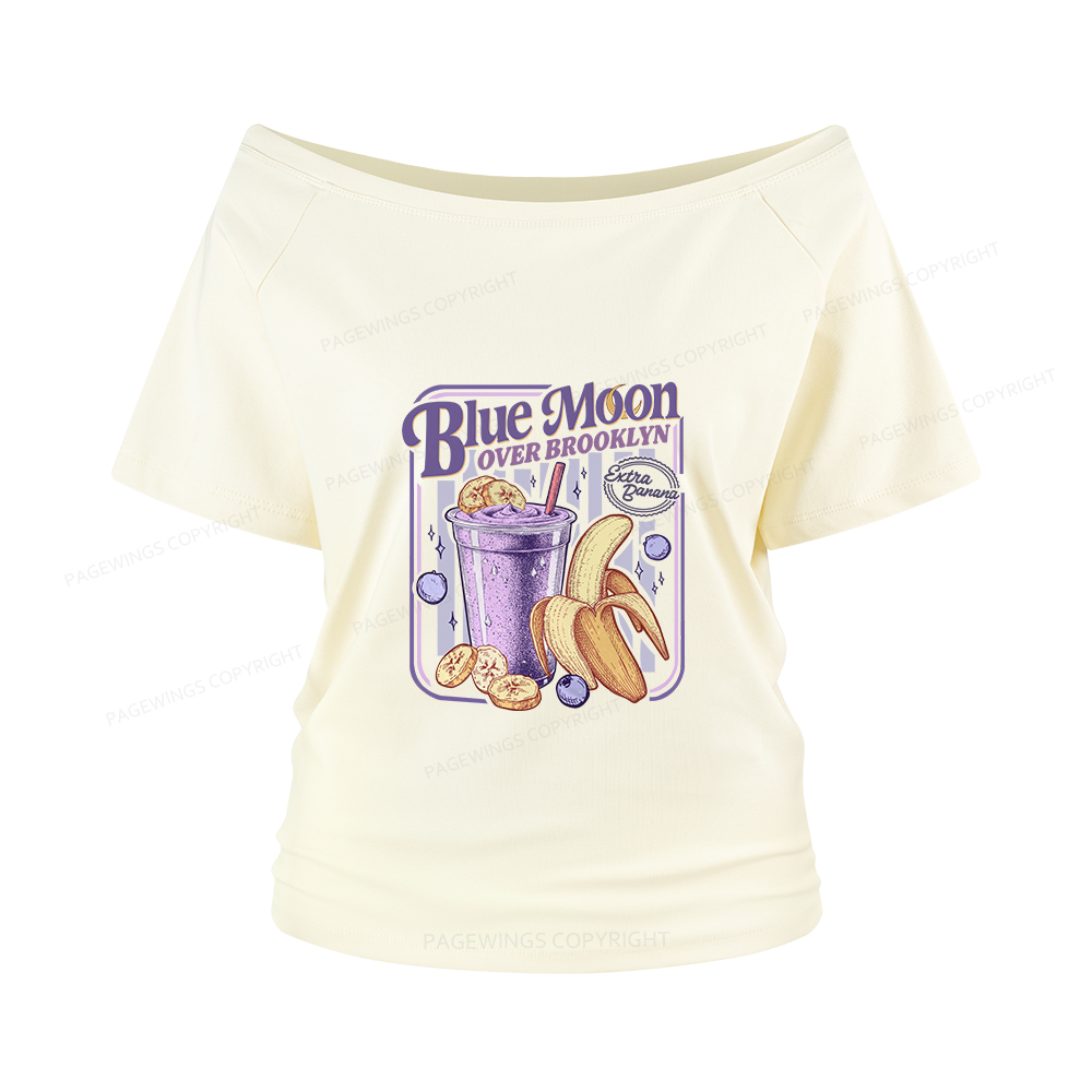Pagewings Blue Moon Over Brooklyn Women Off Shoulder T-shirts