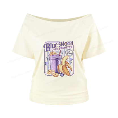 Pagewings Blue Moon Over Brooklyn Women Off Shoulder T-shirts
