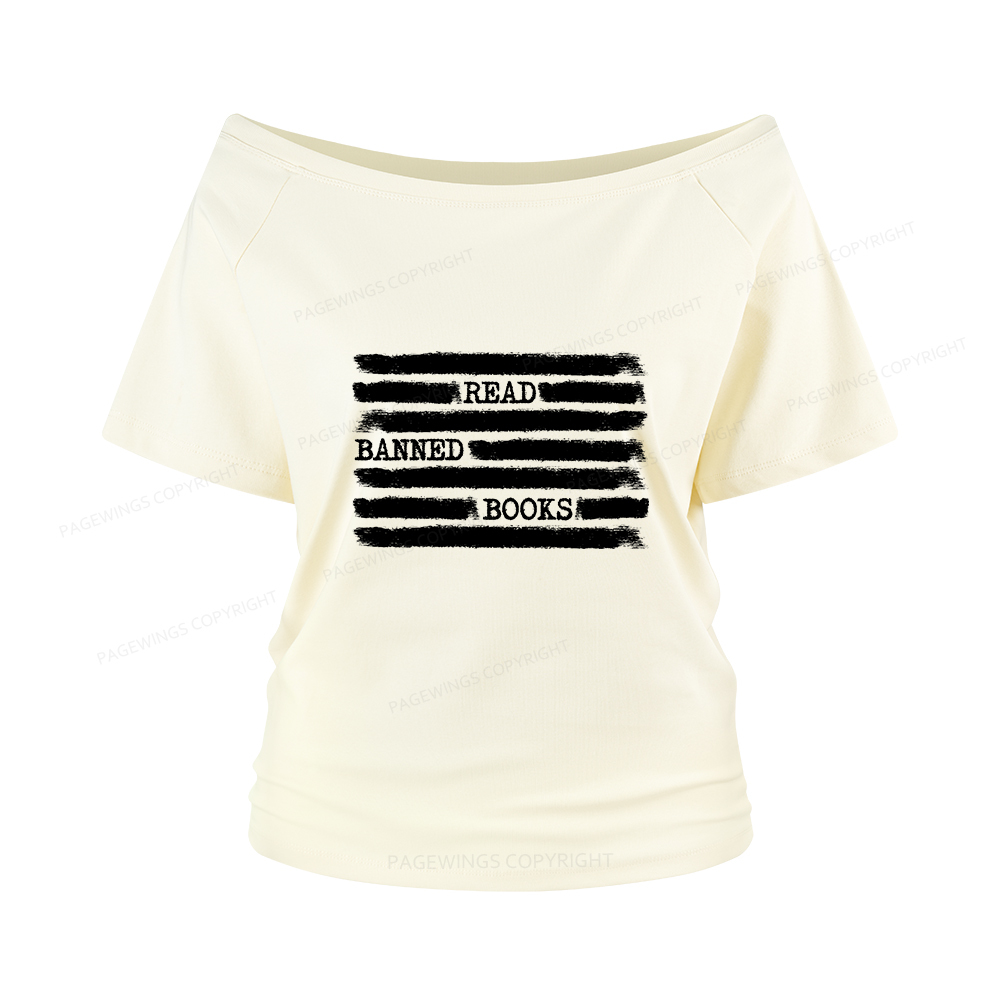 Pagewings Read Banned Books Bookworm Librarian Women Off Shoulder T-shirts