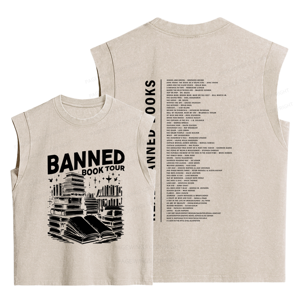 Pagewings Banned Books Tour Women's Washed Tank Top