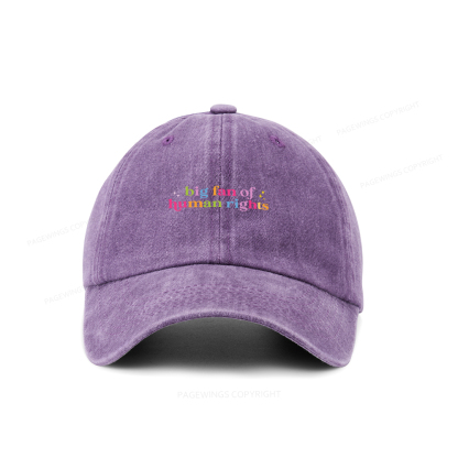Pagewings Big Fan Of Human Rights Washed Cap