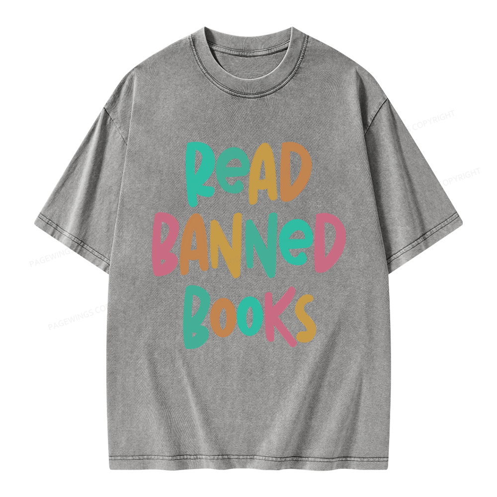 Pagewings Read Banned Books Unisex Washed T-shirt