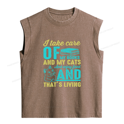 Pagewing I Take Care Of My Books Women's Washed Tank Top