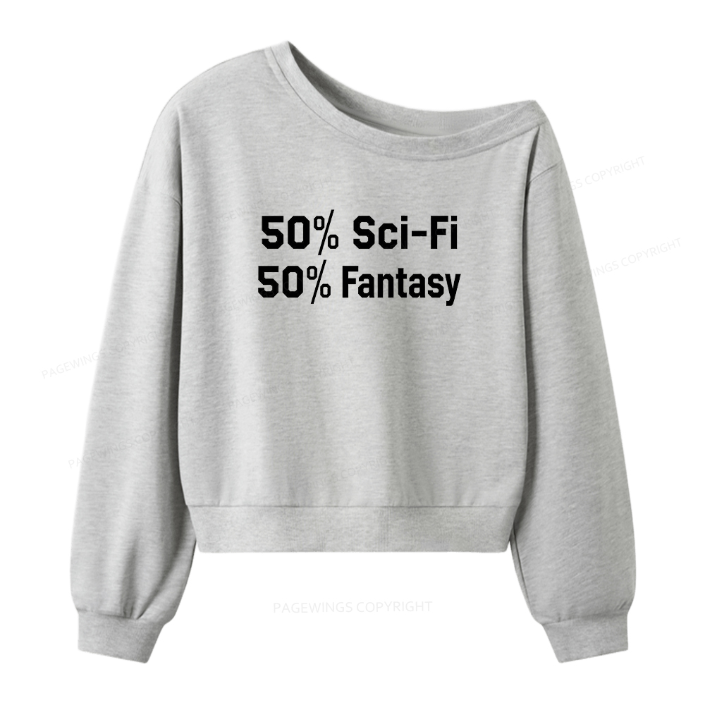 Pagewings 50% Sci-Fi 50% Fantasy Women Off Shoulder Sweatshirt