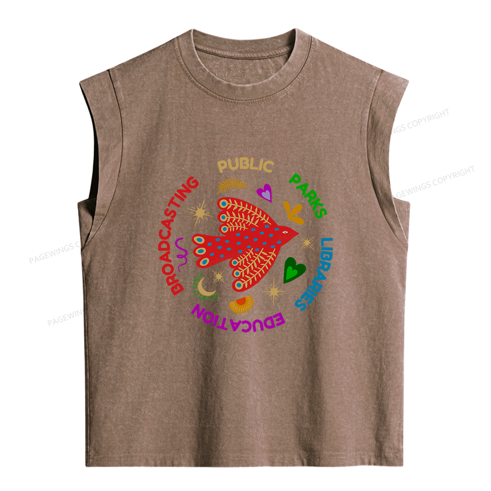 Pagewing Public Libraries Women's Washed Tank Top