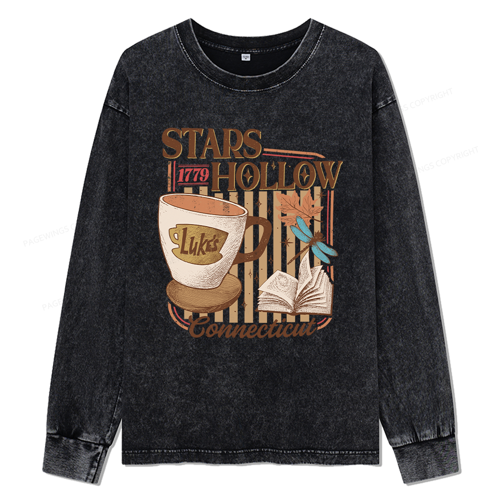 Pagewings Hollow Unisex Washed Long Sleeve T-shirt