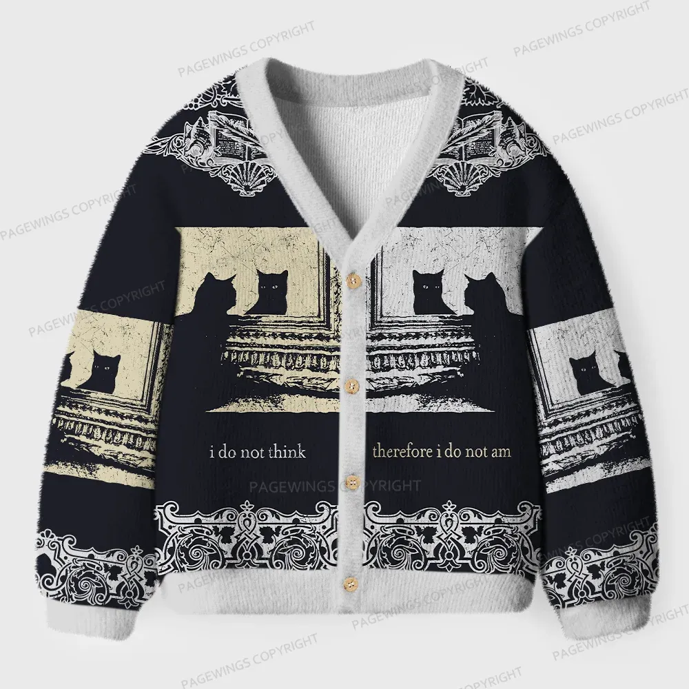 Pagewings I Do Not Think Therefore I Do Not Am Unisex Ugly Cardigan Sweaters
