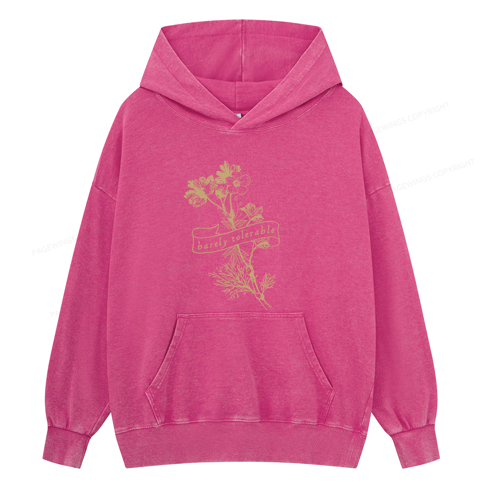 Pagewings Barely Tolerable Unisex Washed Hoodie