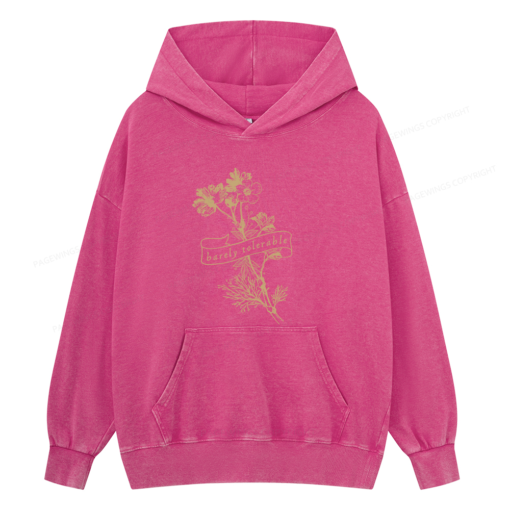 Pagewings Barely Tolerable Unisex Washed Hoodie
