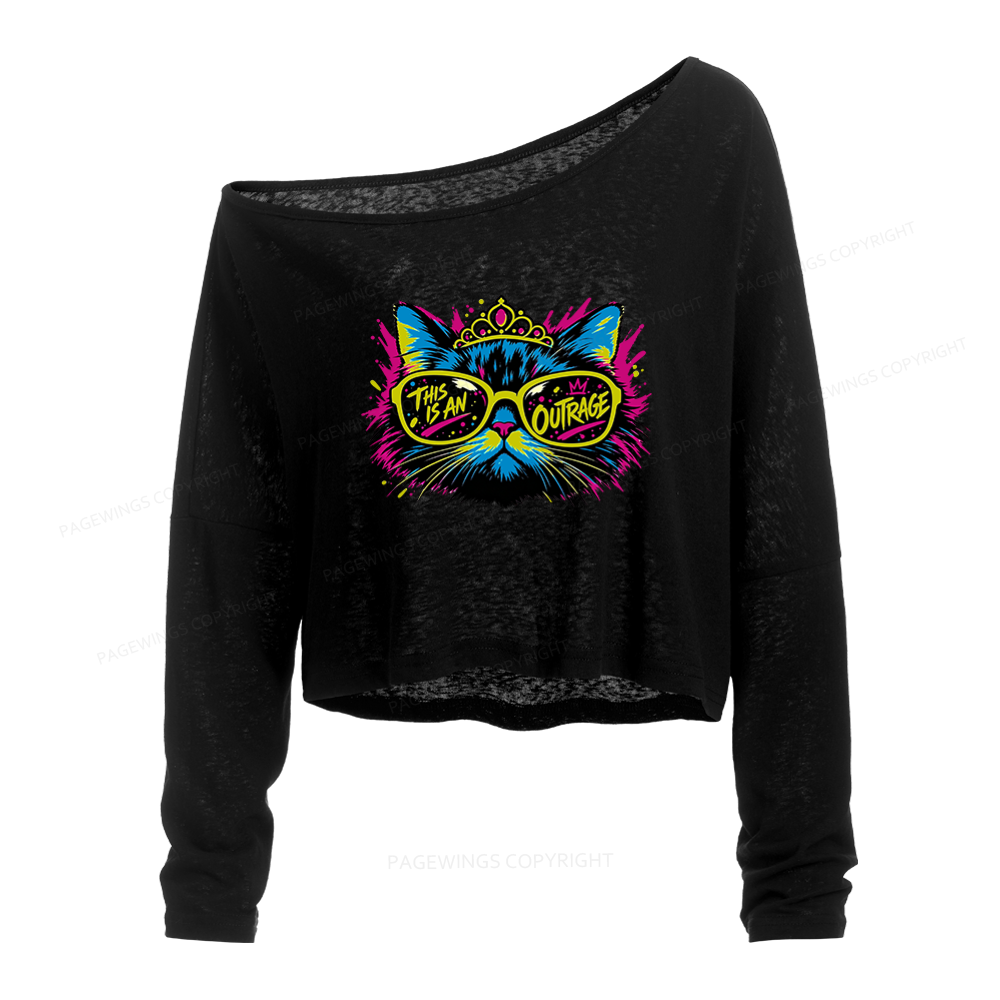Pagewings Sci Fi Bookish Slouchy Long Sleeve Off Shoulder T-shirt