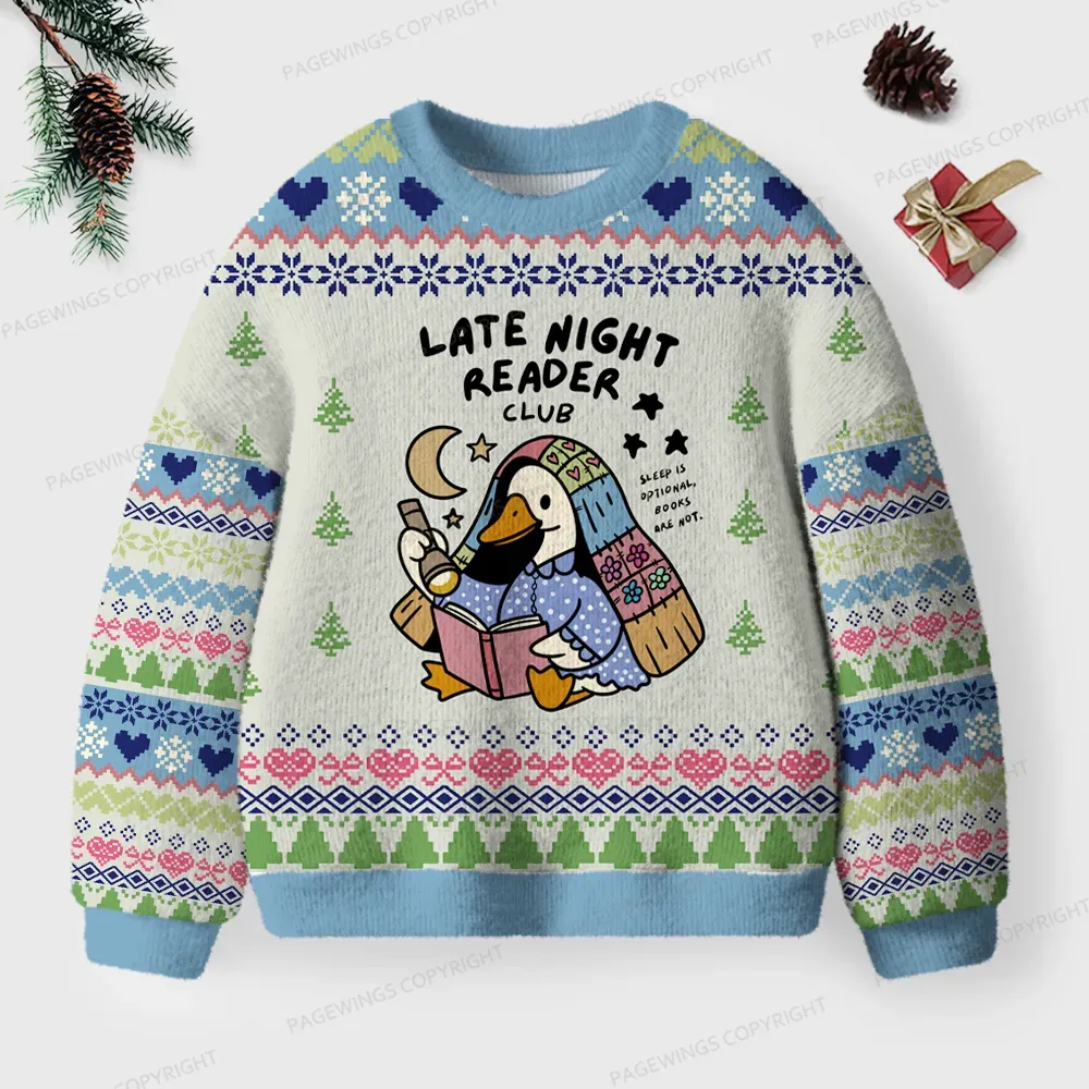 Pagewings Late Night Reader Club Unisex Ugly Knit Sweatshirt