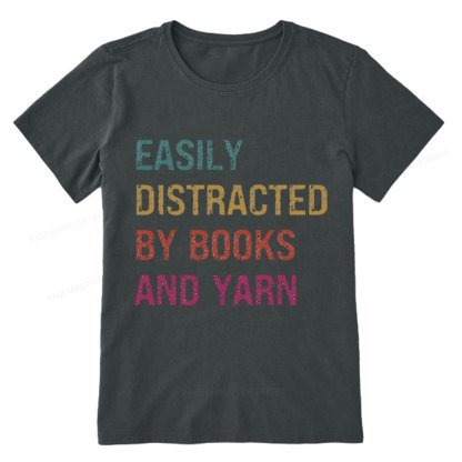 Pagewing Easily Distracted By Books And Yarn Unisex Classic T-shirt