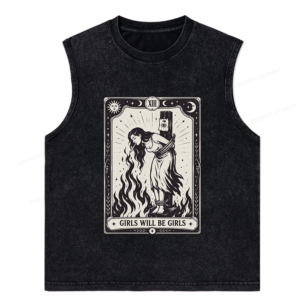Pagewings Girls Will Be Girls Unisex Washed Tank Top