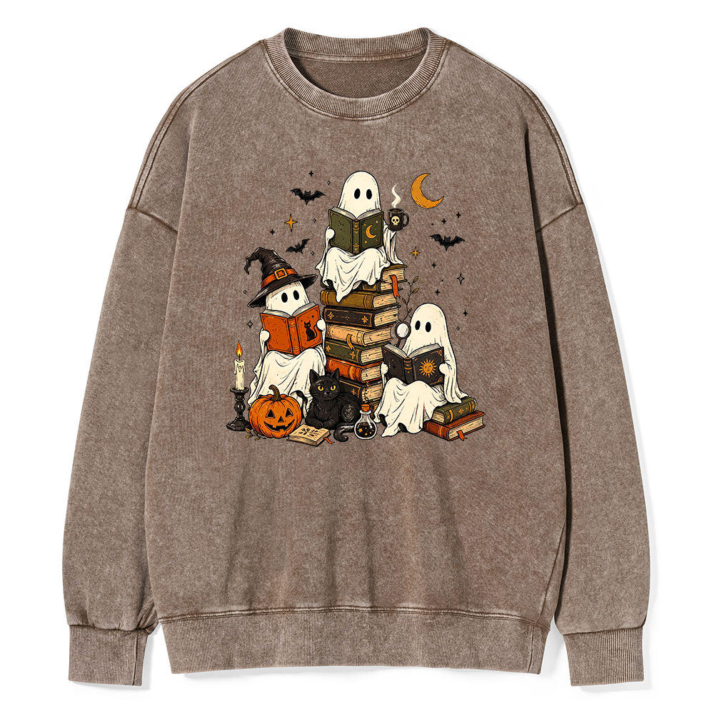 Pagewings Halloween Book Club Unisex Washed Sweatshirt