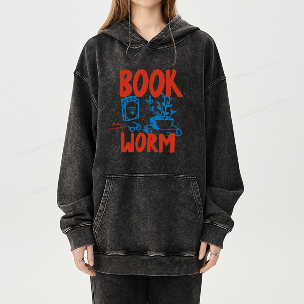 Pagewings Bookworm Unisex Washed Hoodie